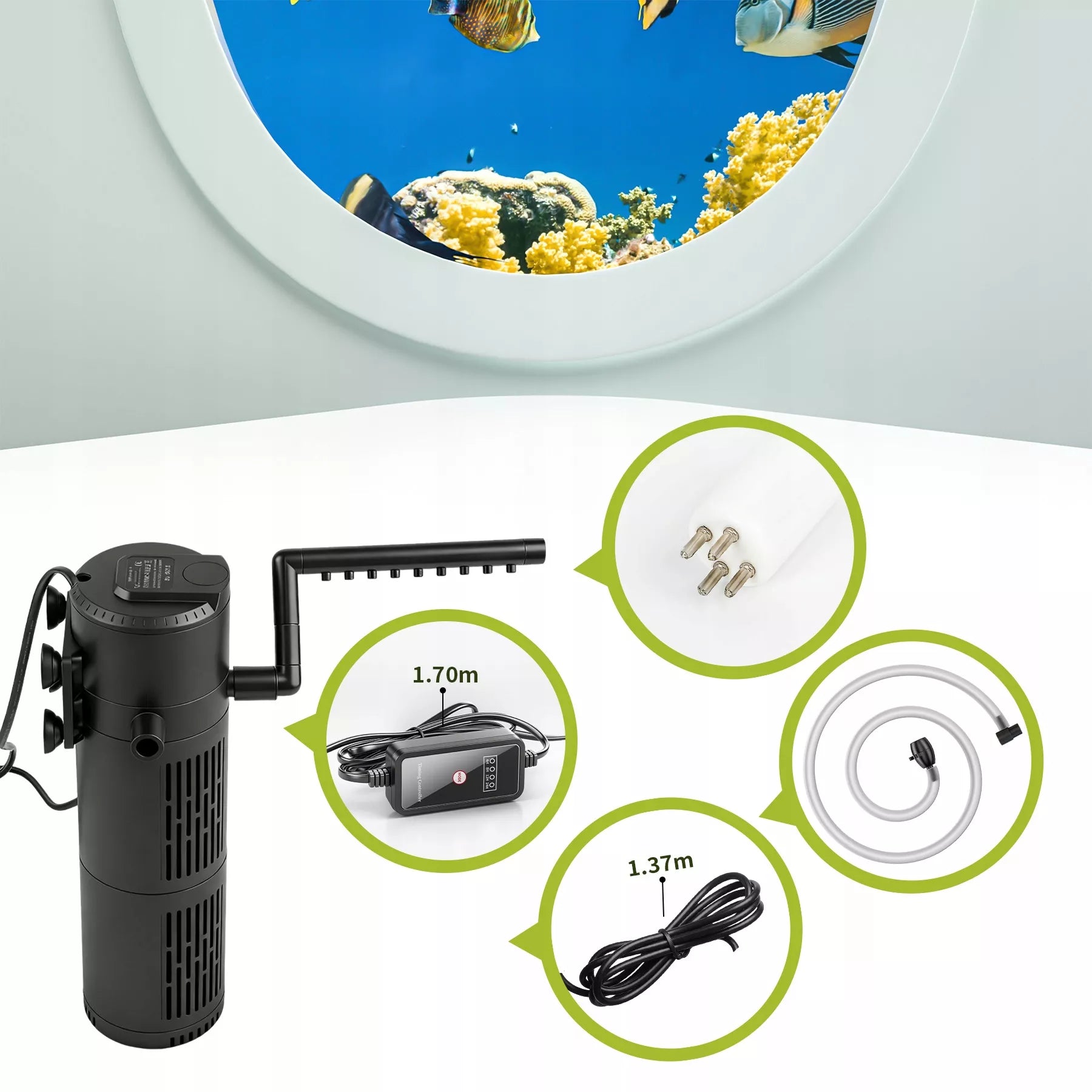 VIDINIS AKVARIUMO FILTRAS iki 150 L 5 IN 1 SU UV-C LEMPA 500 l/h