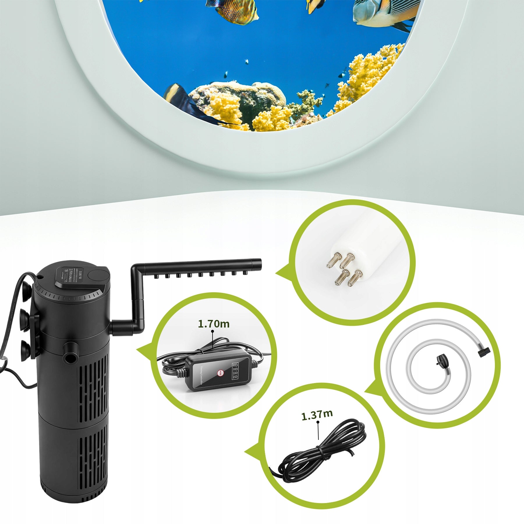 VIDINIS AKVARIUMO FILTRAS iki 150 L 5 IN 1 SU UV-C LEMPA 500 l/h