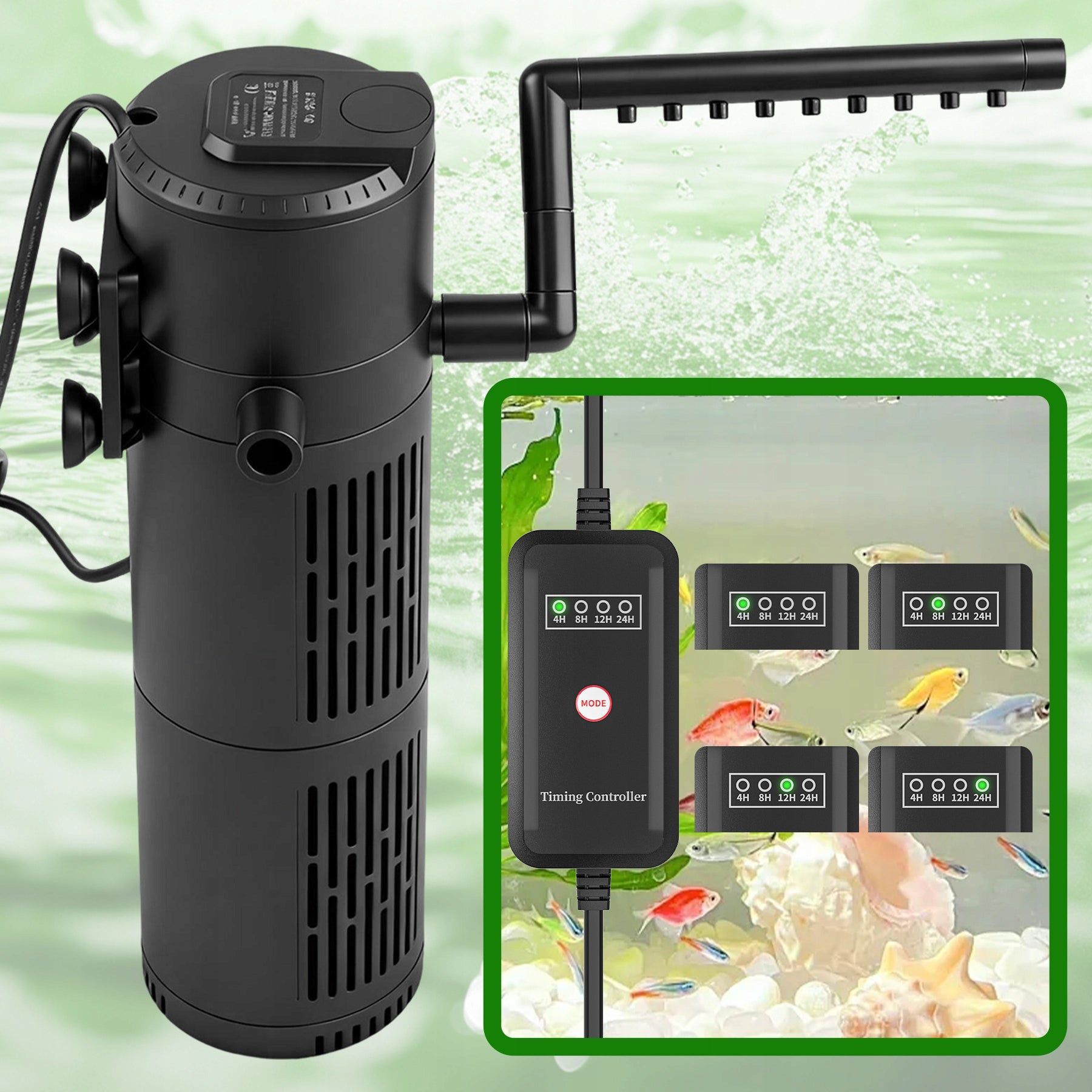 VIDINIS AKVARIUMO FILTRAS iki 150 L 5 IN 1 SU UV-C LEMPA 500 l/h