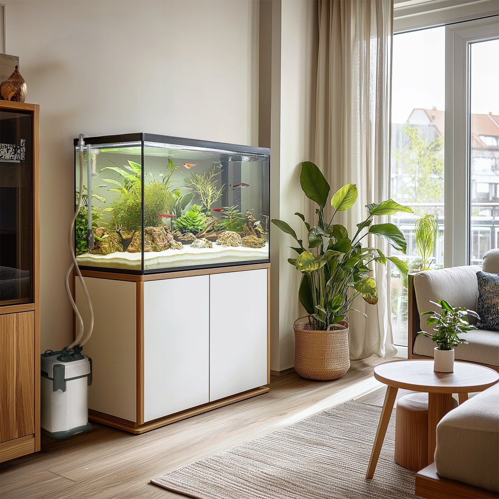 KUBELINIO FILTRAS 1000L/H IKI 250L Galingas Tylus PILNAS KOMPLEKTAS 12W