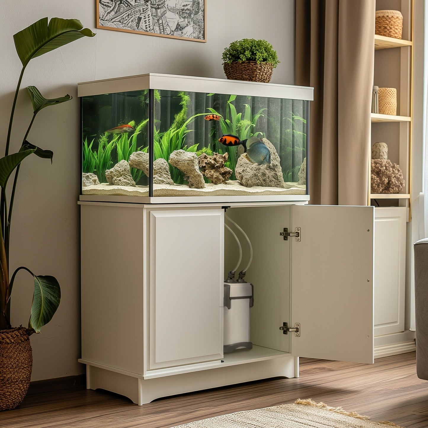 KUBELINIO FILTRAS 1000L/H IKI 250L Galingas Tylus PILNAS KOMPLEKTAS 12W