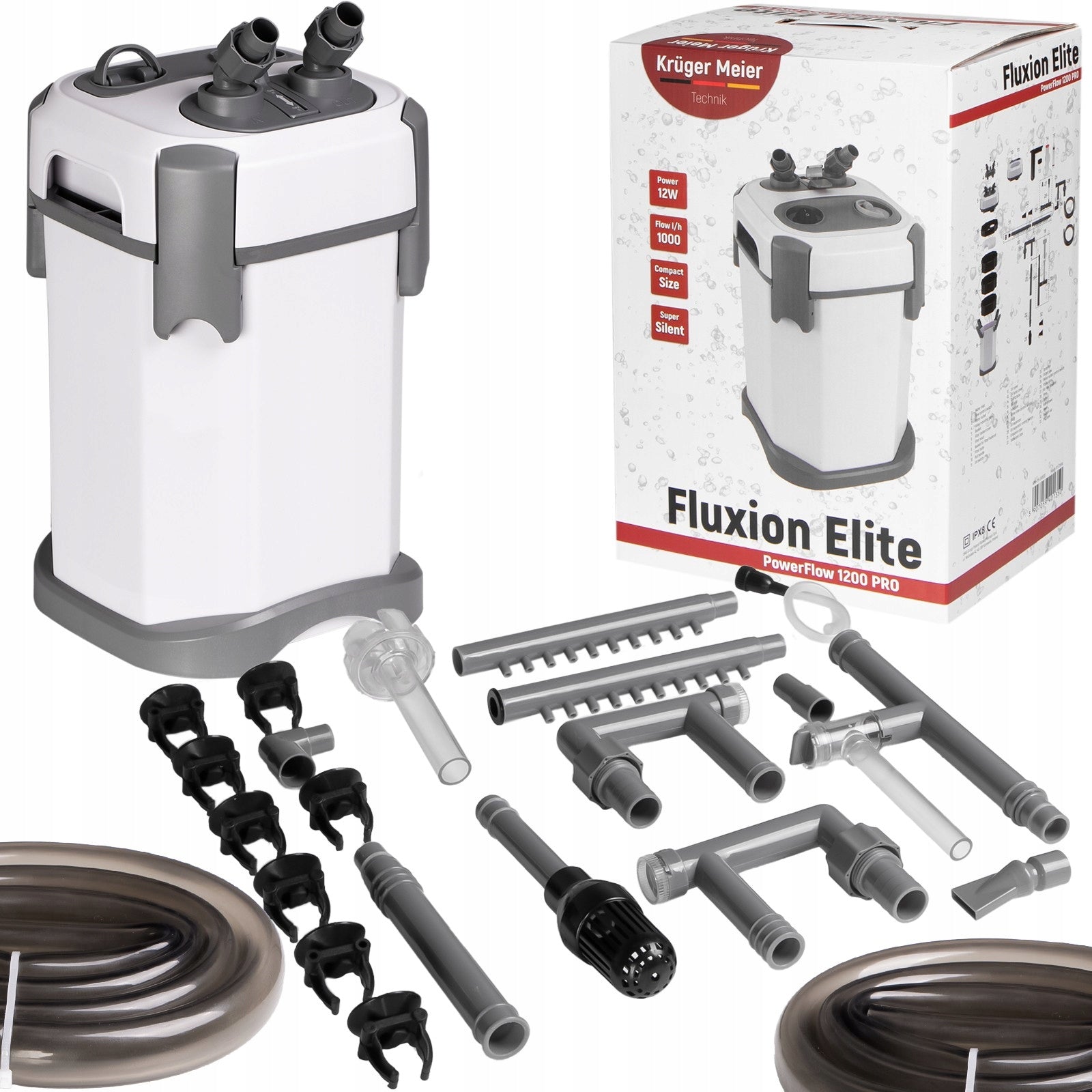 KUBELINIO FILTRAS 1000L/H IKI 250L Galingas Tylus PILNAS KOMPLEKTAS 12W