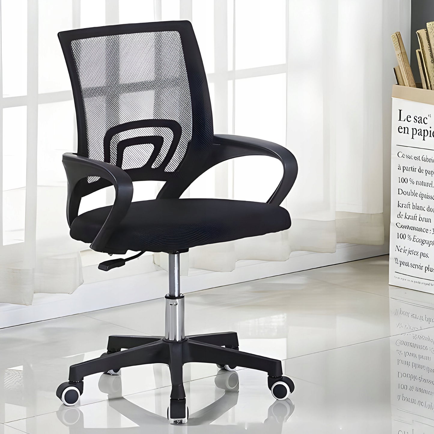 Biuro kėdė su mikro tinkleliu, juoda, 150 kg