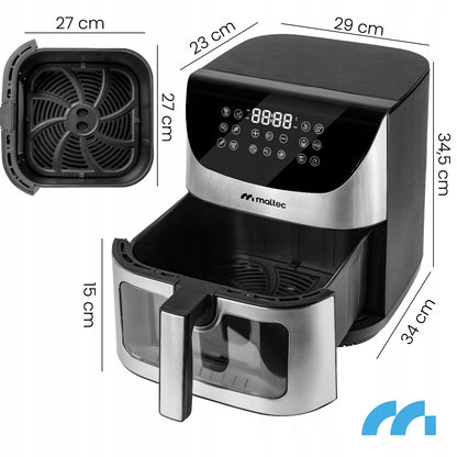 BE matou*riebalų* gruzdintuvė 9 L, didelė, galinga, su langu, 1800 W