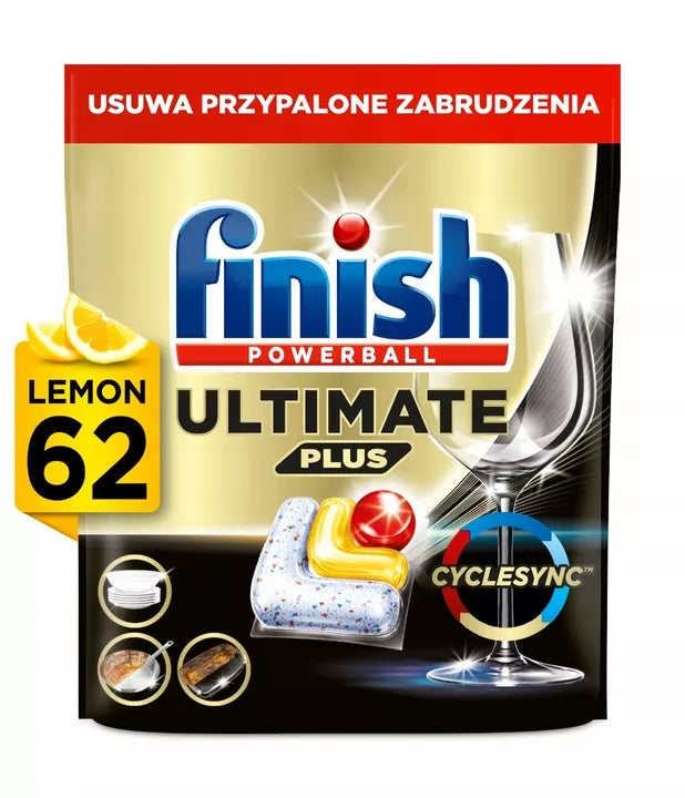 Finish Powerball Ultimate Plus indaplovės kapsulės, citrinos kvapo, 152 vnt.