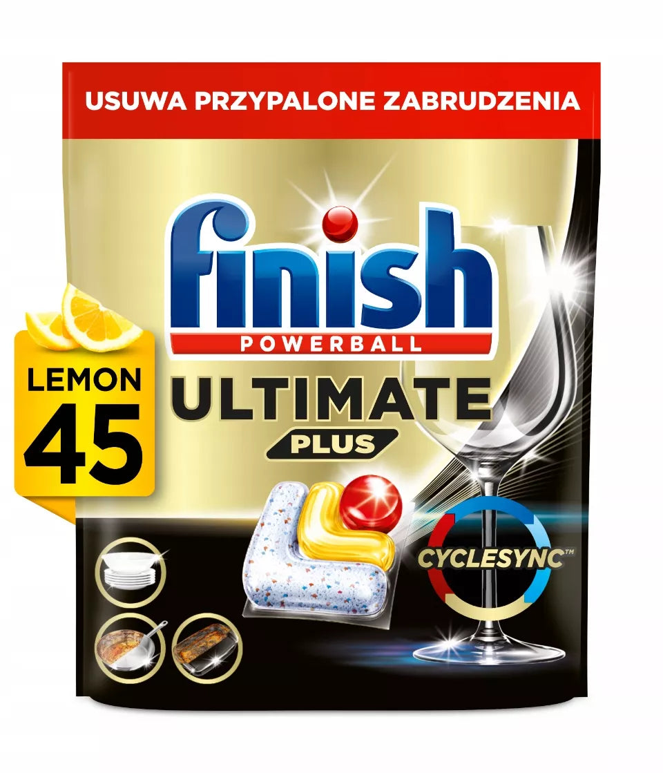 Finish Powerball Ultimate Plus indaplovės kapsulės, citrinos kvapo, 152 vnt.
