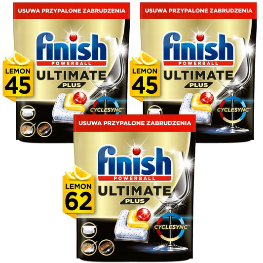 Finish Powerball Ultimate Plus indaplovės kapsulės, citrinos kvapo, 152 vnt.