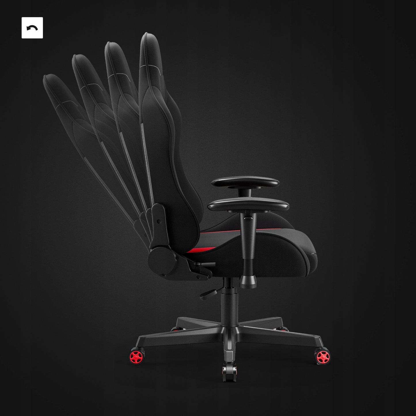 Žaidimų kėdė audinio pasukama DIABLO X-STARTER juoda-raudona