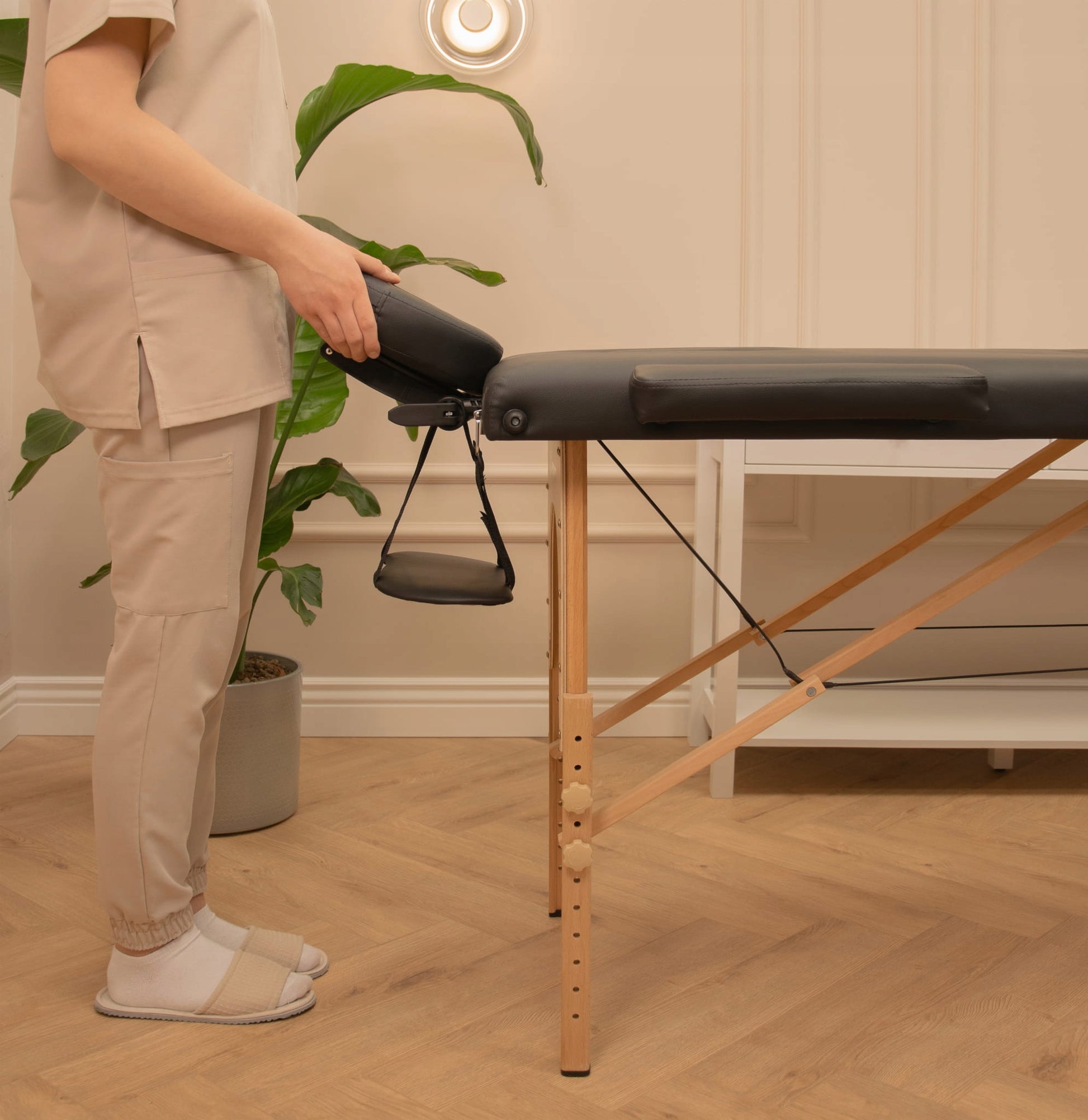 Grožio procedūrų fotelis, sulankstoma masažo kušetė, 3 segmentų reguliuojamas