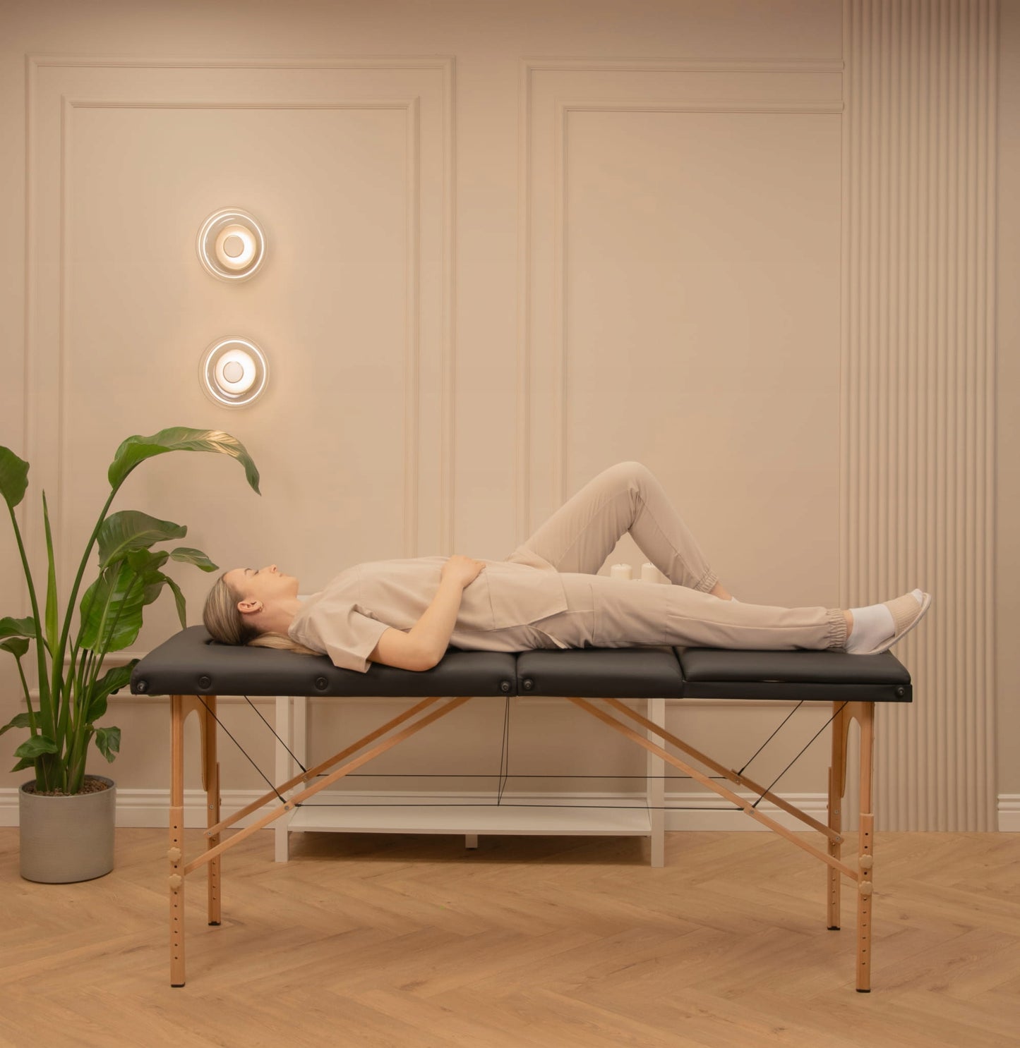 Grožio procedūrų fotelis, sulankstoma masažo kušetė, 3 segmentų reguliuojamas