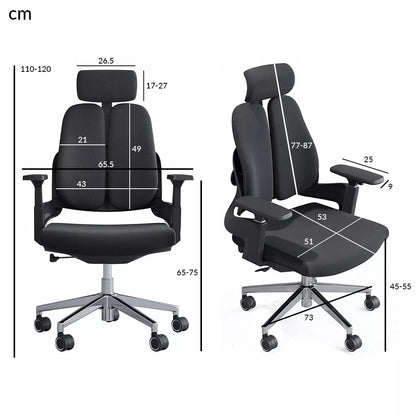 Ergonomiška biuro kėdė, besisukanti, reguliuojama, DIDELĖ, medžiaginė, juoda
