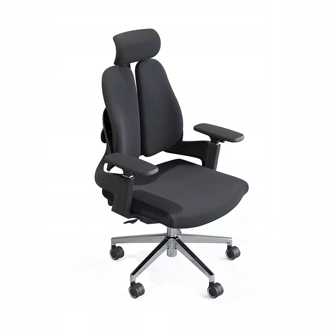 Ergonomiška biuro kėdė, besisukanti, reguliuojama, DIDELĖ, medžiaginė, juoda