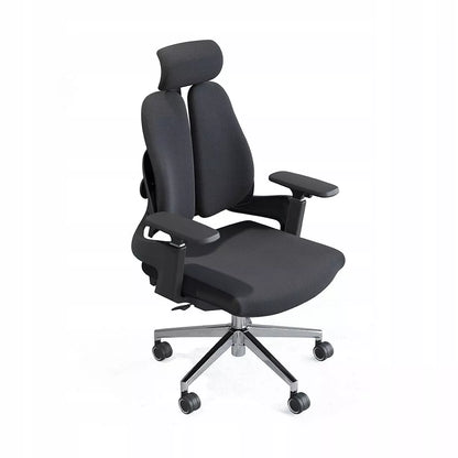 Ergonomiška biuro kėdė, besisukanti, reguliuojama, DIDELĖ, medžiaginė, juoda