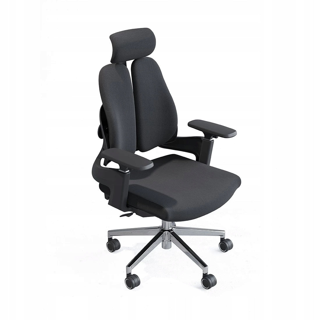 Ergonomiška biuro kėdė, besisukanti, reguliuojama, DIDELĖ, medžiaginė, juoda