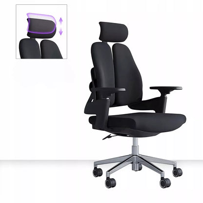 Ergonomiška biuro kėdė, besisukanti, reguliuojama, DIDELĖ, medžiaginė, juoda