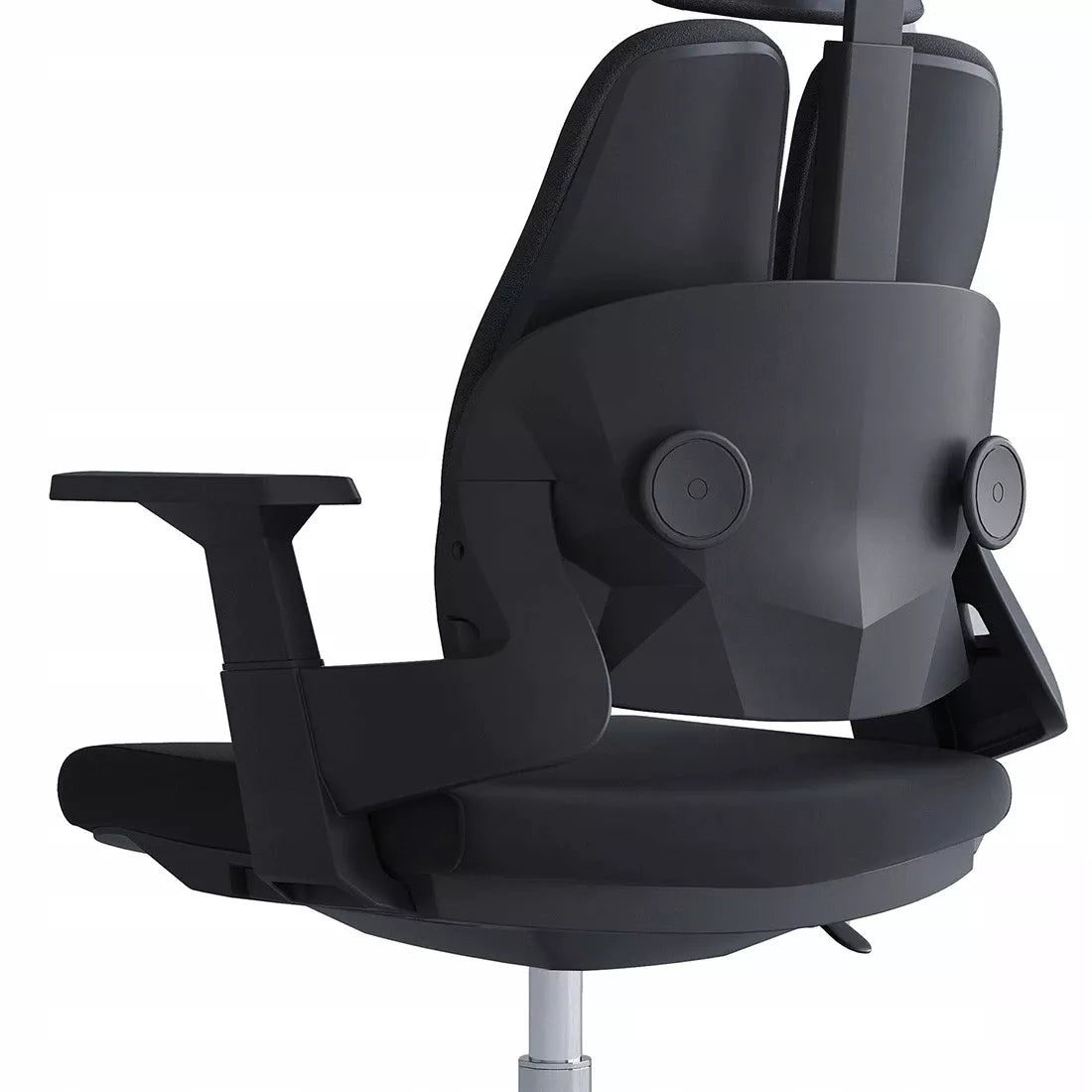 Ergonomiška biuro kėdė, besisukanti, reguliuojama, DIDELĖ, medžiaginė, juoda
