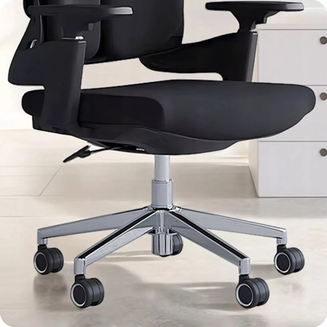 Ergonomiška biuro kėdė, besisukanti, reguliuojama, DIDELĖ, medžiaginė, juoda