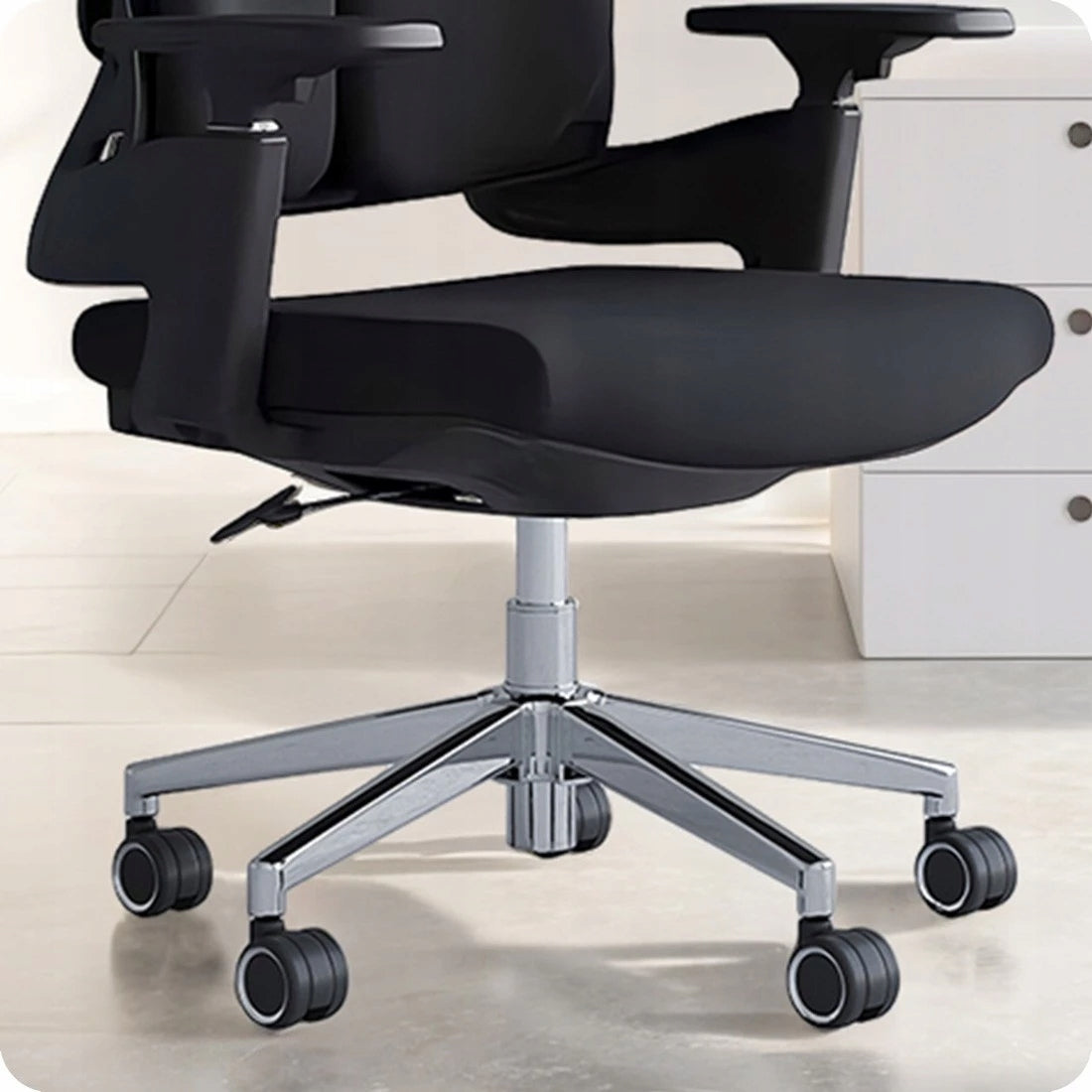 Ergonomiška biuro kėdė, besisukanti, reguliuojama, DIDELĖ, medžiaginė, juoda