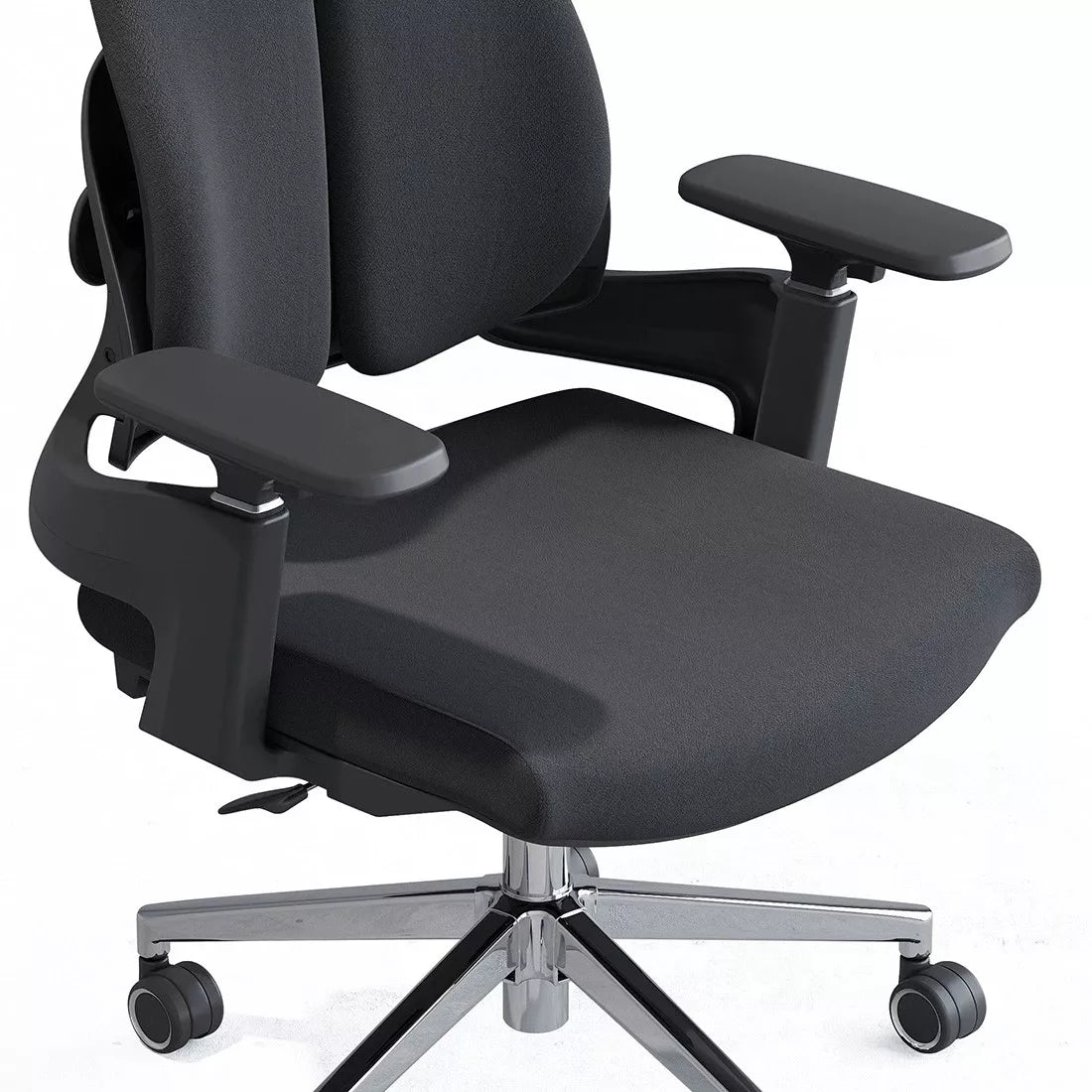 Ergonomiška biuro kėdė, besisukanti, reguliuojama, DIDELĖ, medžiaginė, juoda