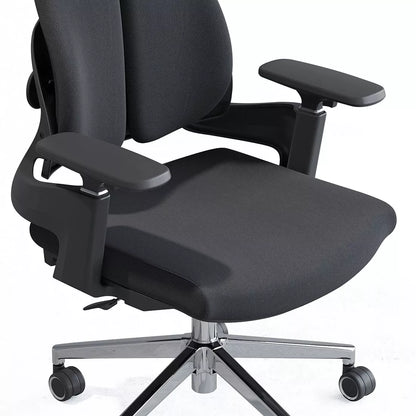 Ergonomiška biuro kėdė, besisukanti, reguliuojama, DIDELĖ, medžiaginė, juoda