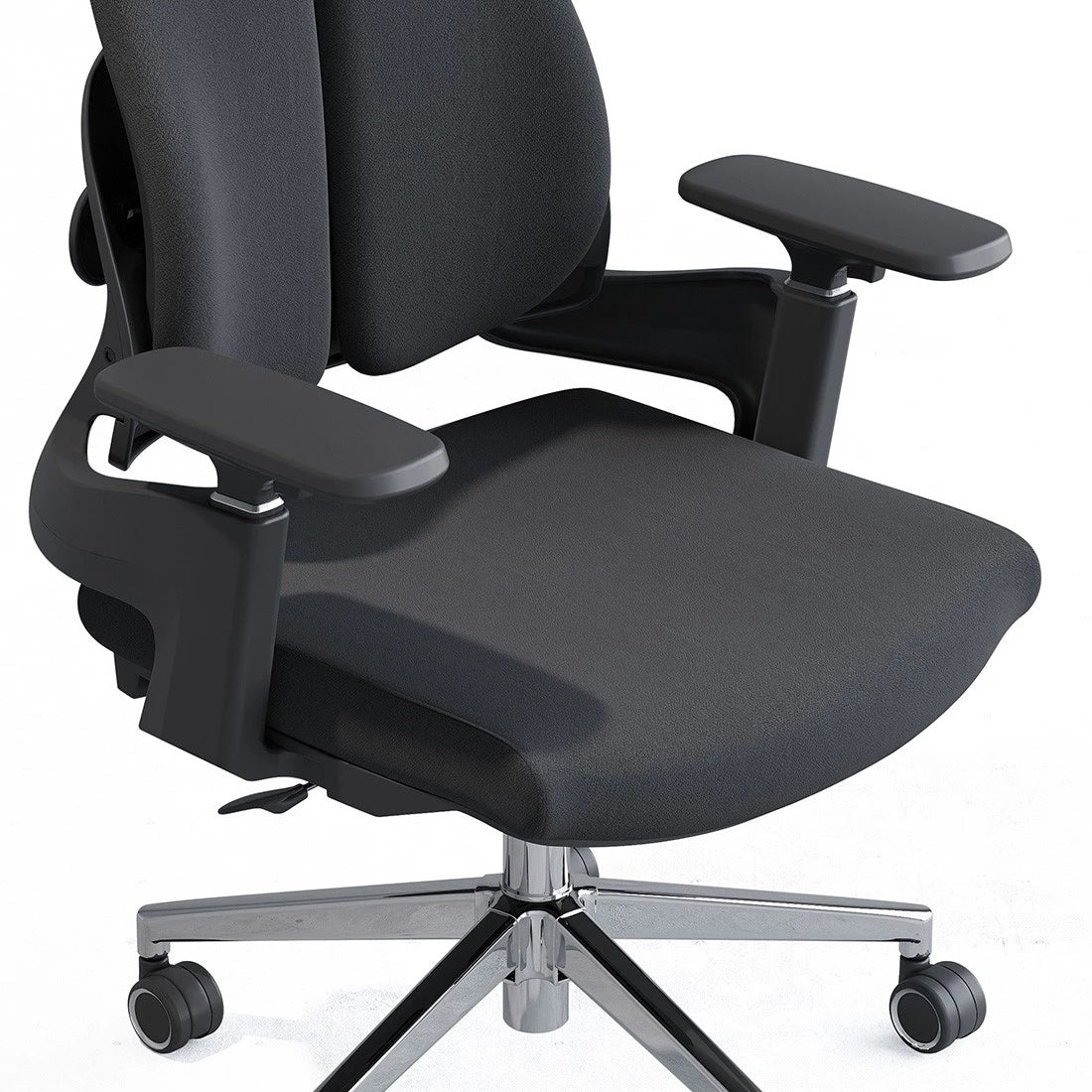 Ergonomiška biuro kėdė, besisukanti, reguliuojama, DIDELĖ, medžiaginė, juoda