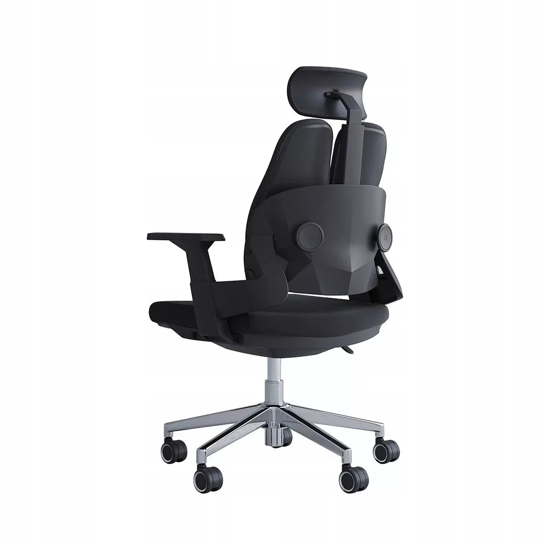 Ergonomiška biuro kėdė, besisukanti, reguliuojama, DIDELĖ, medžiaginė, juoda