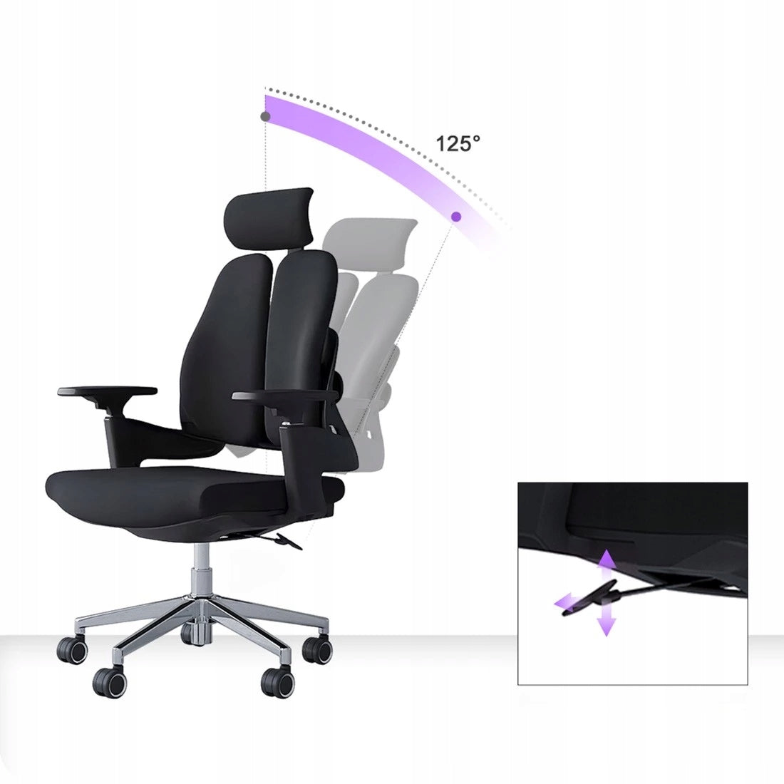 Ergonomiška biuro kėdė, besisukanti, reguliuojama, DIDELĖ, medžiaginė, juoda