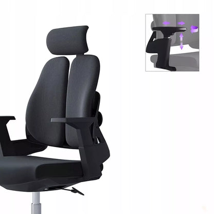 Ergonomiška biuro kėdė, besisukanti, reguliuojama, DIDELĖ, medžiaginė, juoda