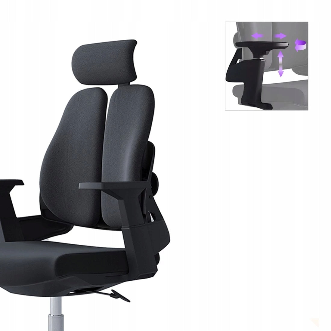 Ergonomiška biuro kėdė, besisukanti, reguliuojama, DIDELĖ, medžiaginė, juoda