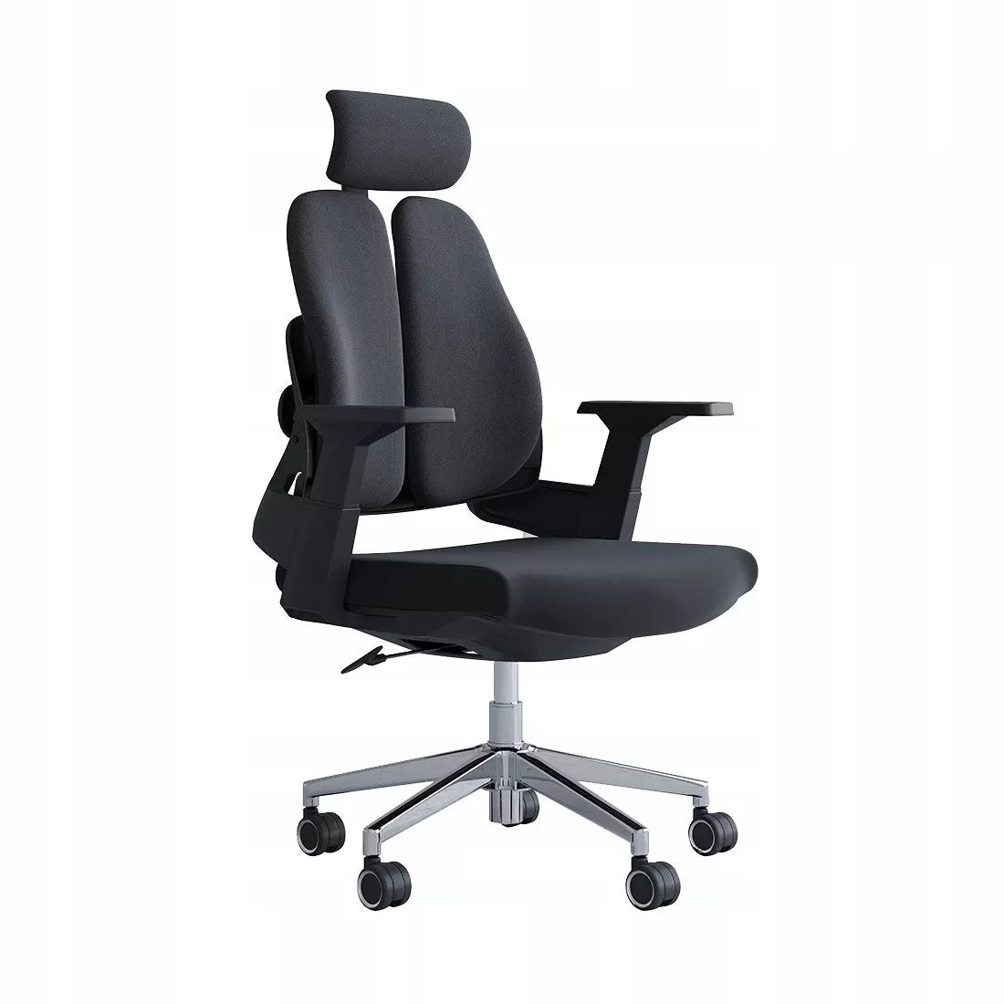Ergonomiška biuro kėdė, besisukanti, reguliuojama, DIDELĖ, medžiaginė, juoda