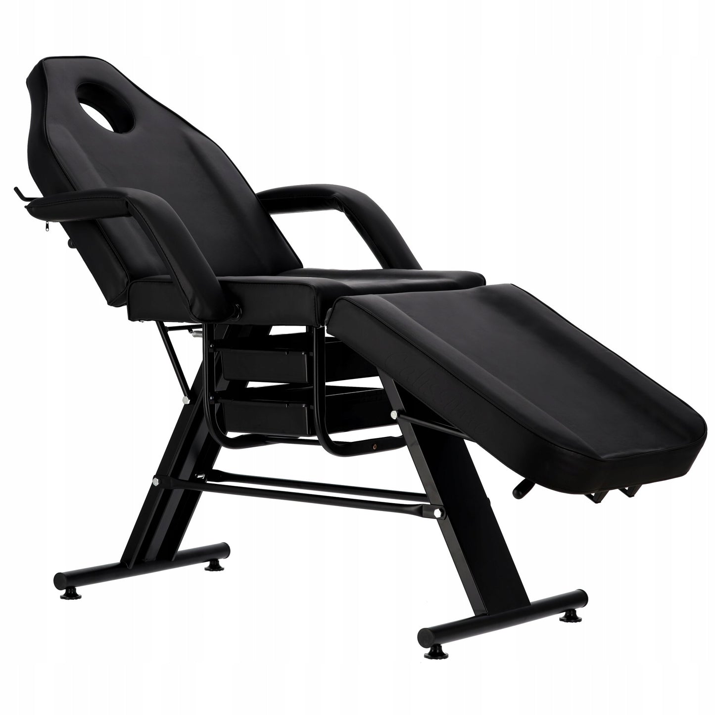 Grožio procedūrų fotelis su padėklais, juodas, SPA lova, tatuiruotėms