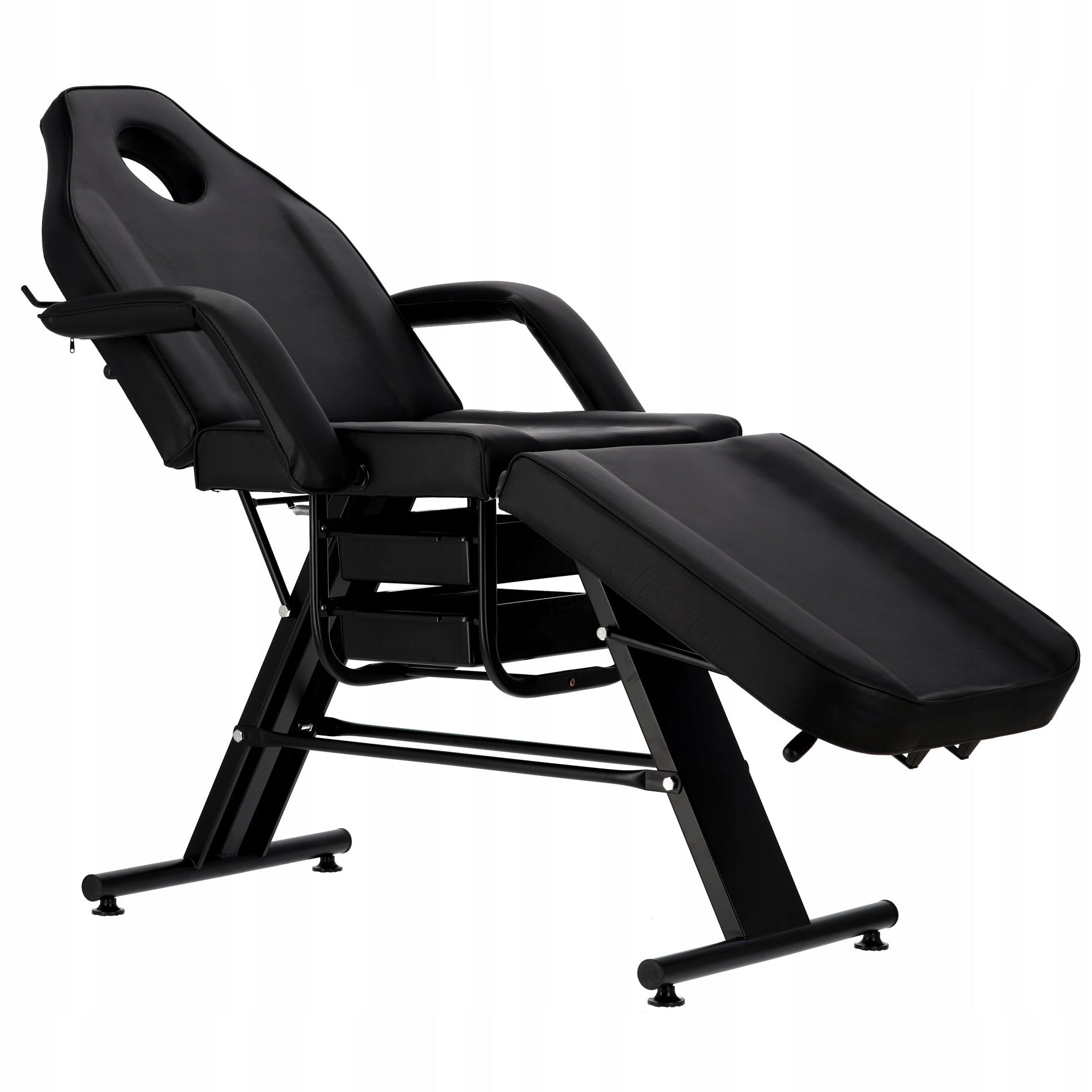Grožio procedūrų fotelis su padėklais, juodas, SPA lova, tatuiruotėms