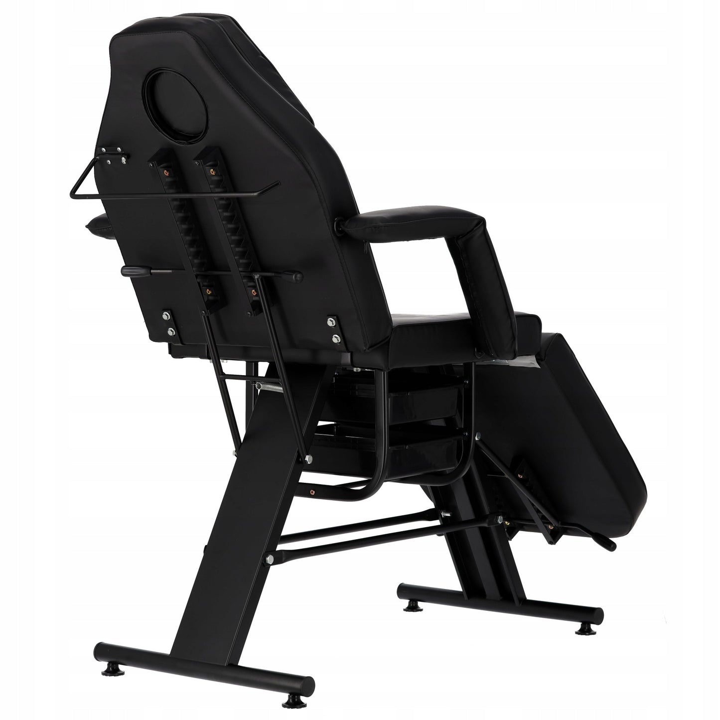 Grožio procedūrų fotelis su padėklais, juodas, SPA lova, tatuiruotėms