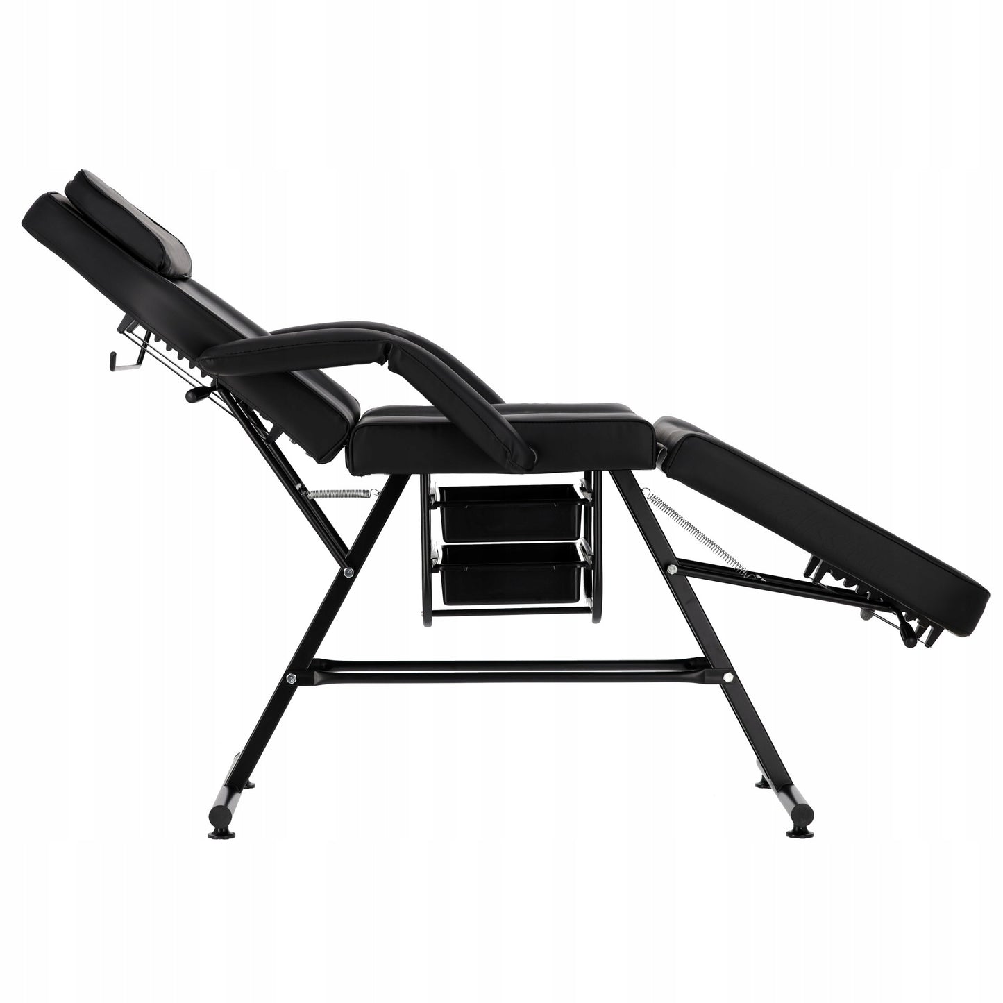 Grožio procedūrų fotelis su padėklais, juodas, SPA lova, tatuiruotėms