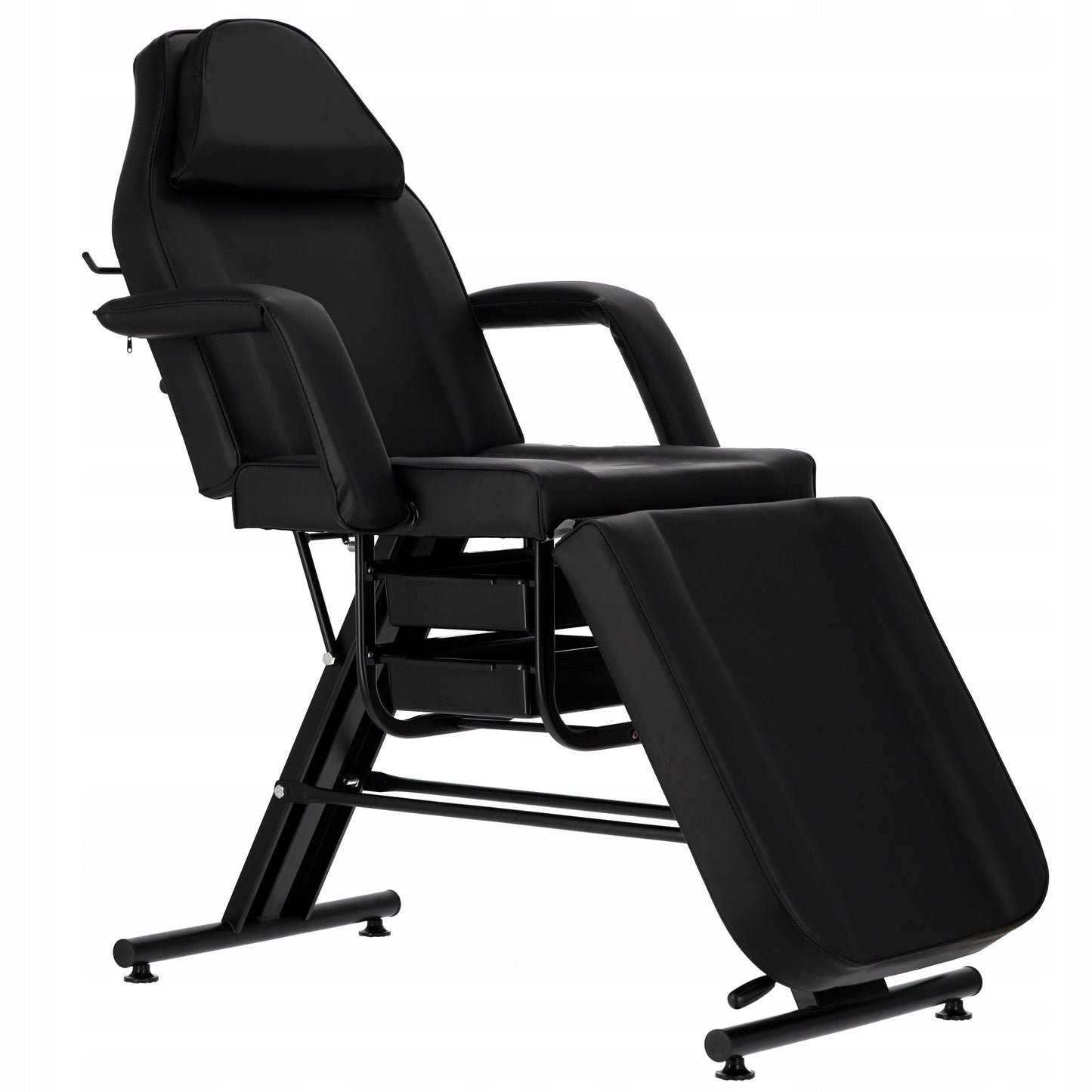 Grožio procedūrų fotelis su padėklais, juodas, SPA lova, tatuiruotėms