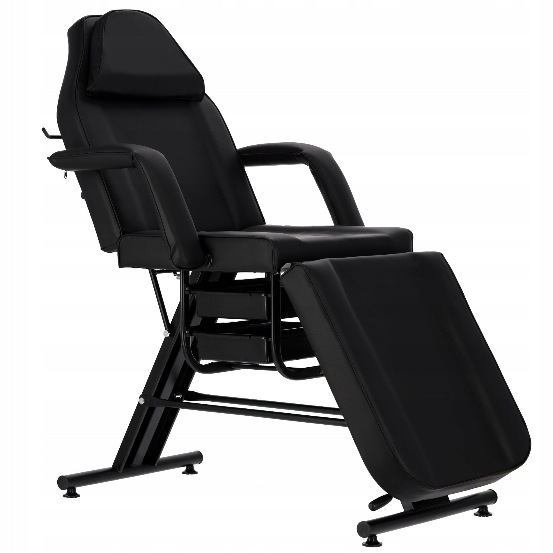 Grožio procedūrų fotelis su padėklais, juodas, SPA lova, tatuiruotėms