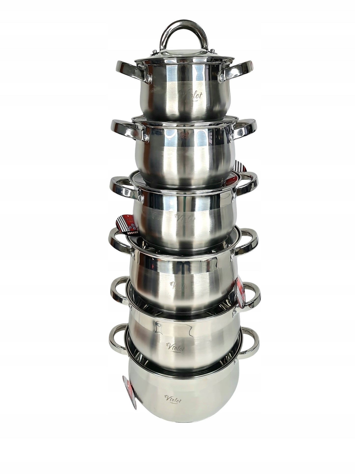 VIOLET NERŪDUIJANČIO PLIENO PUODŲ RINKINYS, Ø14/16/18/20/22/24cm, plienas