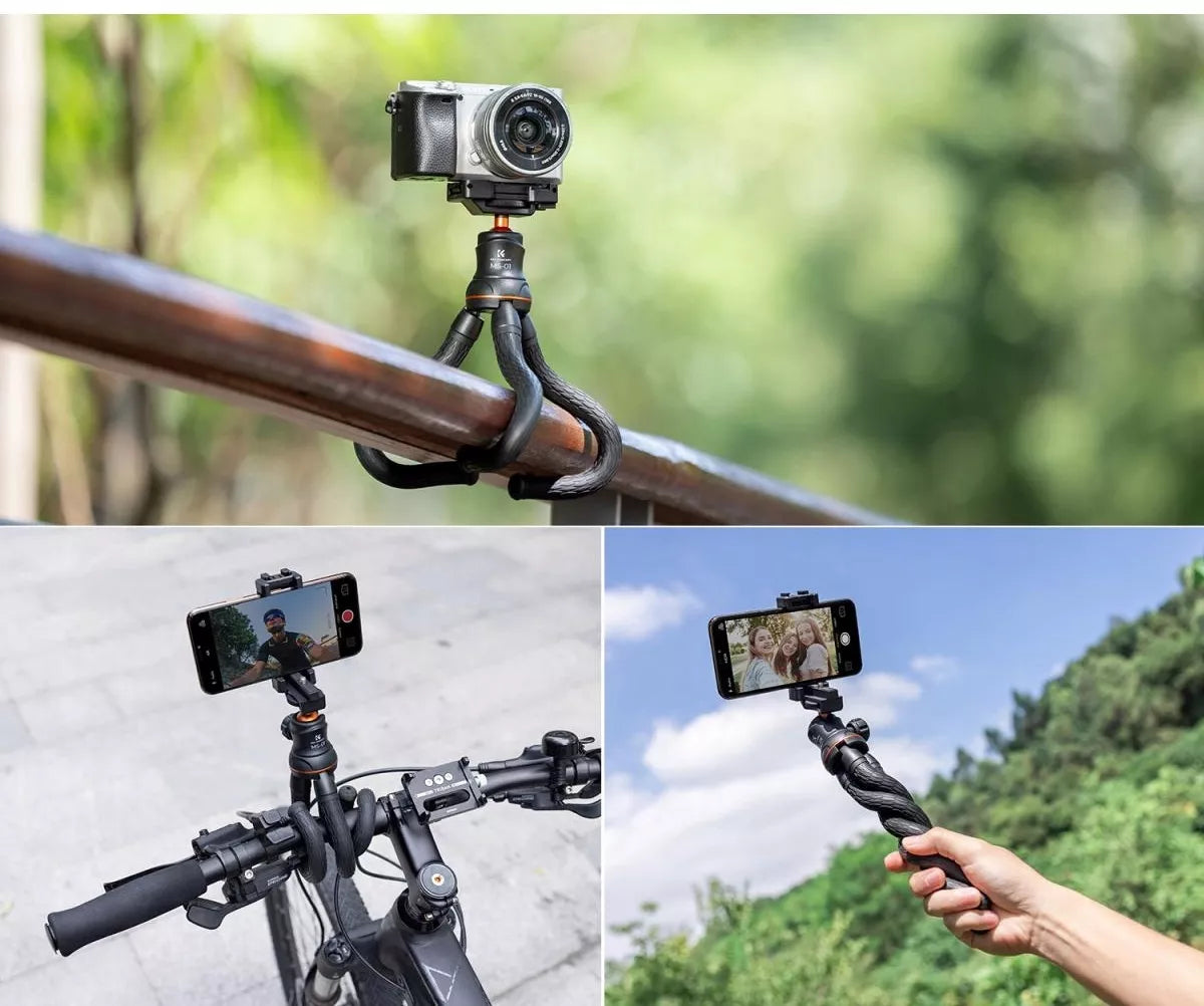 Lankstus K&F trikojis stovas fotoaparatui ir telefonui + Bluetooth nuotolinio valdymo pultelis