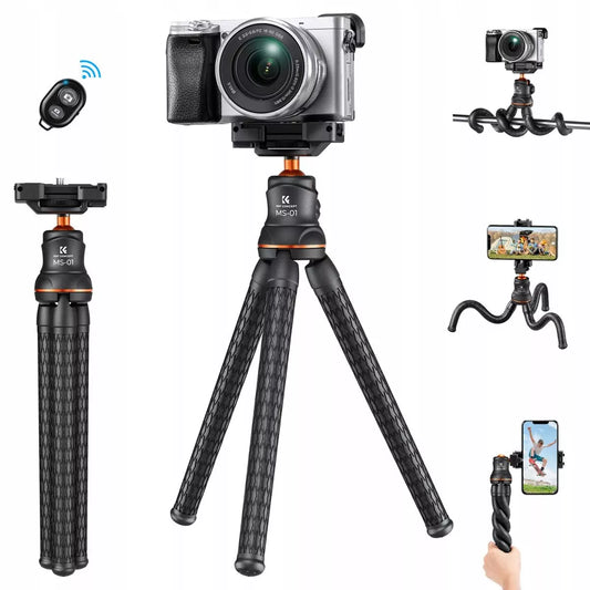 Lankstus K&F trikojis stovas fotoaparatui ir telefonui + Bluetooth nuotolinio valdymo pultelis