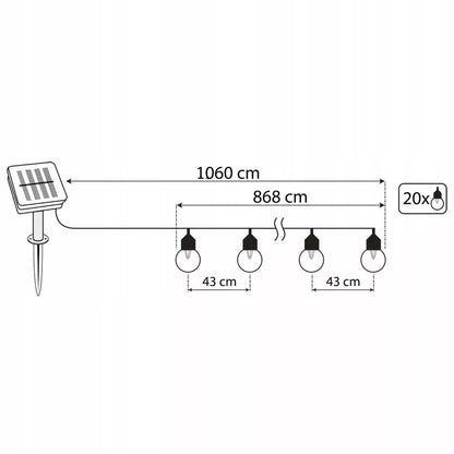 SODO SOLARINĖ GIRLIANDA 20 LED 10m ŠILTAS RGB SPALVOTAS APŠVIETIMAS LEMPUTĖS