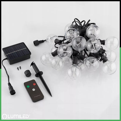SODO SOLARINĖ GIRLIANDA 20 LED 10m ŠILTAS RGB SPALVOTAS APŠVIETIMAS LEMPUTĖS