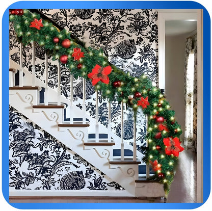 Kalėdinė girlianda tiršta su LED lemputėmis 270 cm, puošmena gėlė, AUKŠČIAUSIA KOKYBĖ