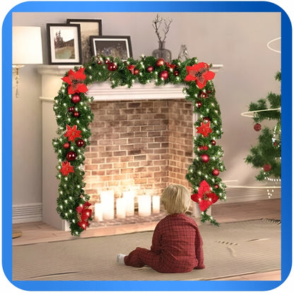 Kalėdinė girlianda tiršta su LED lemputėmis 270 cm, puošmena gėlė, AUKŠČIAUSIA KOKYBĖ