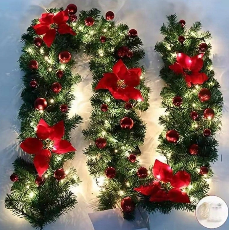 Kalėdinė girlianda tiršta su LED lemputėmis 270 cm, puošmena gėlė, AUKŠČIAUSIA KOKYBĖ