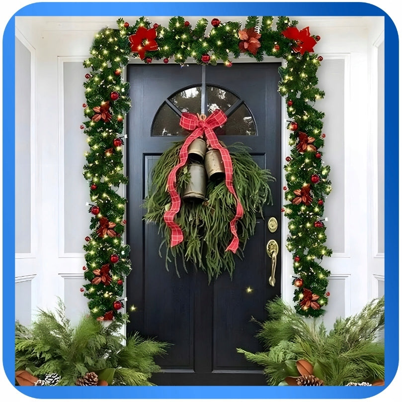 Kalėdinė girlianda tiršta su LED lemputėmis 270 cm, puošmena gėlė, AUKŠČIAUSIA KOKYBĖ