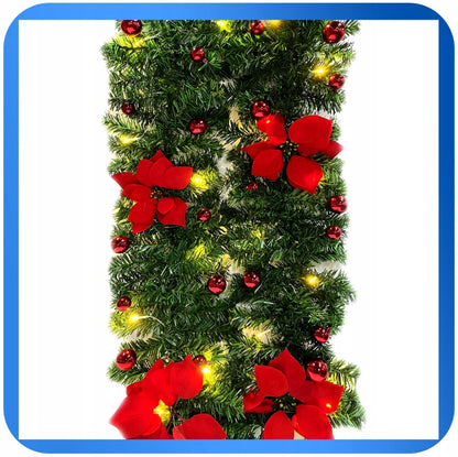 Kalėdinė girlianda tiršta su LED lemputėmis 270 cm, puošmena gėlė, AUKŠČIAUSIA KOKYBĖ