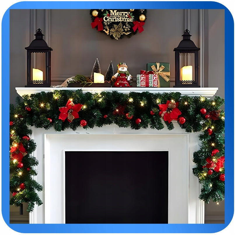 Kalėdinė girlianda tiršta su LED lemputėmis 270 cm, puošmena gėlė, AUKŠČIAUSIA KOKYBĖ