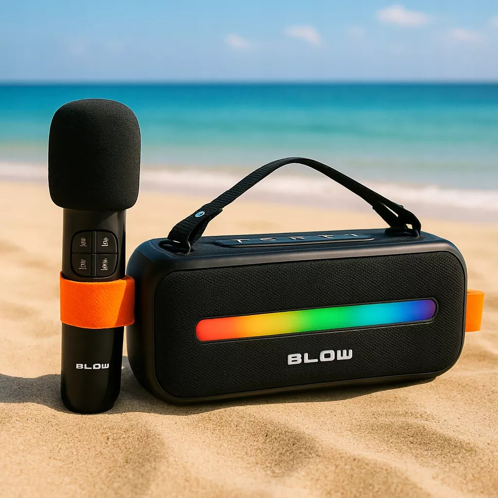 VAIKŲ KARAOKĖ GARSIAKALBIS BLUETOOTH RGB BELAIDIS NEŠIOJAMASIS + MIKROFONAS