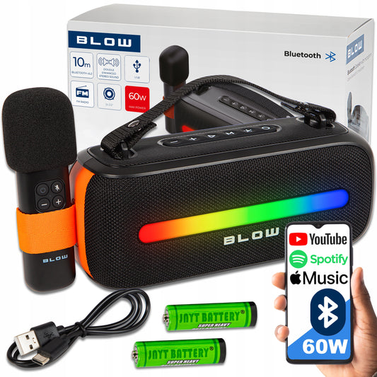 VAIKŲ KARAOKĖ GARSIAKALBIS BLUETOOTH RGB BELAIDIS NEŠIOJAMASIS + MIKROFONAS