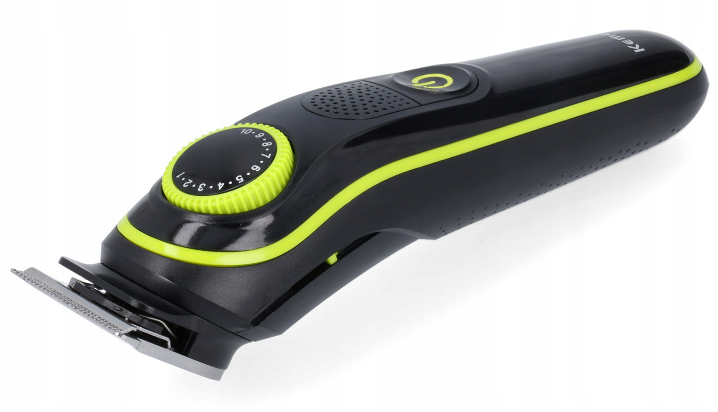 Vyriškas skustuvas, barzdos ir plaukų kirpimo mašinėlė, 5in1 rinkinys, KEMEI, BARBER, USB